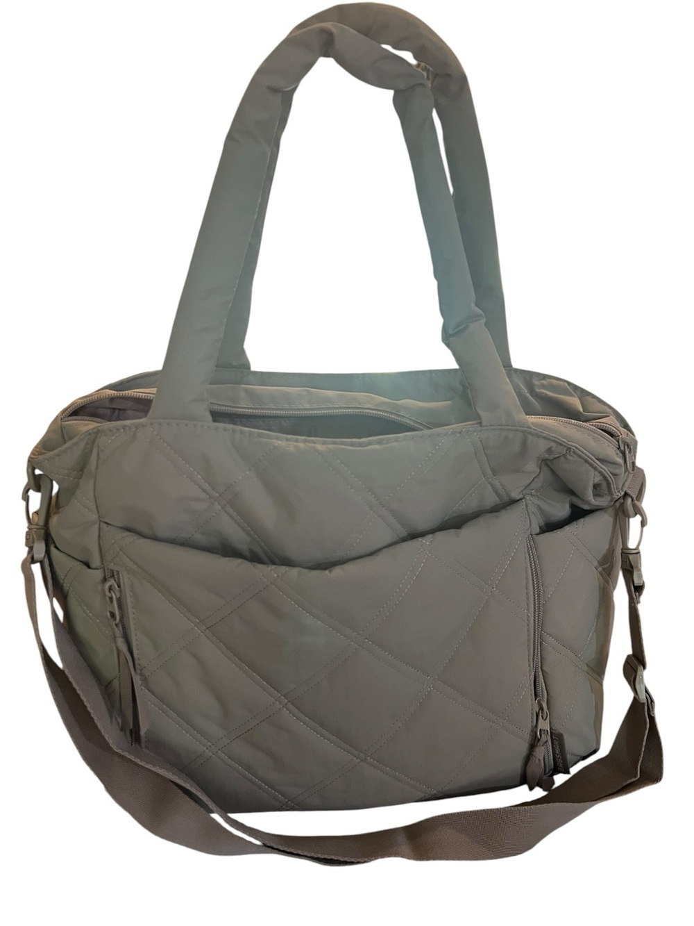 Bagsmart Large Quilted Shoulder Tote Bag in Taupe - Lightweight Everyday Carry